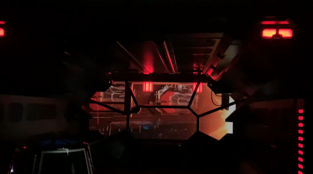 cockpit durante a fuga final