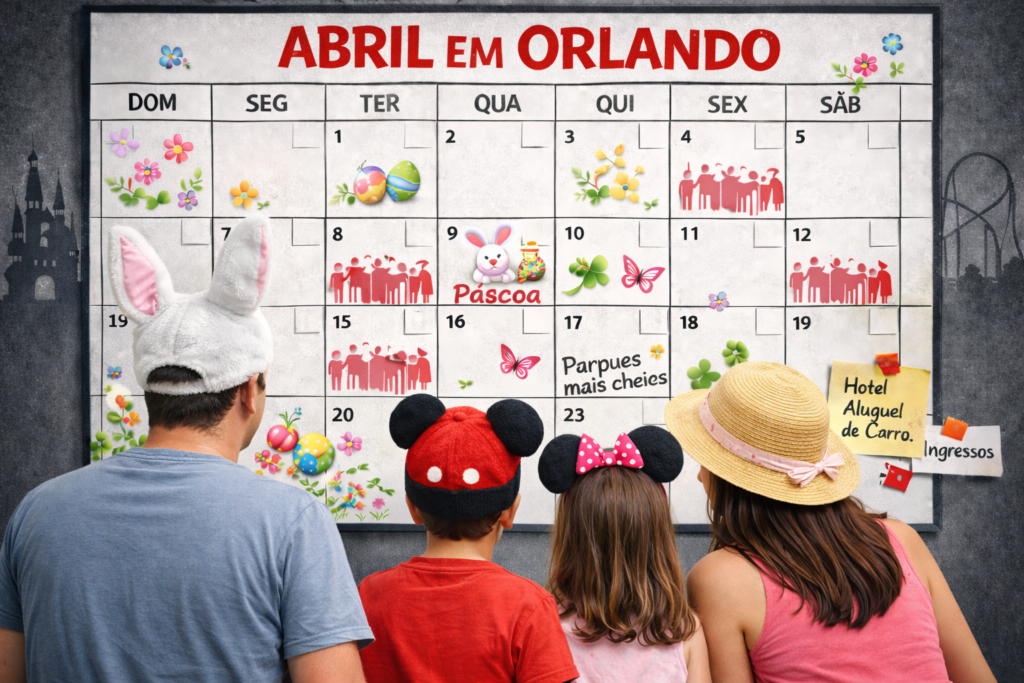 Calendário ilustrado de abril em Orlando