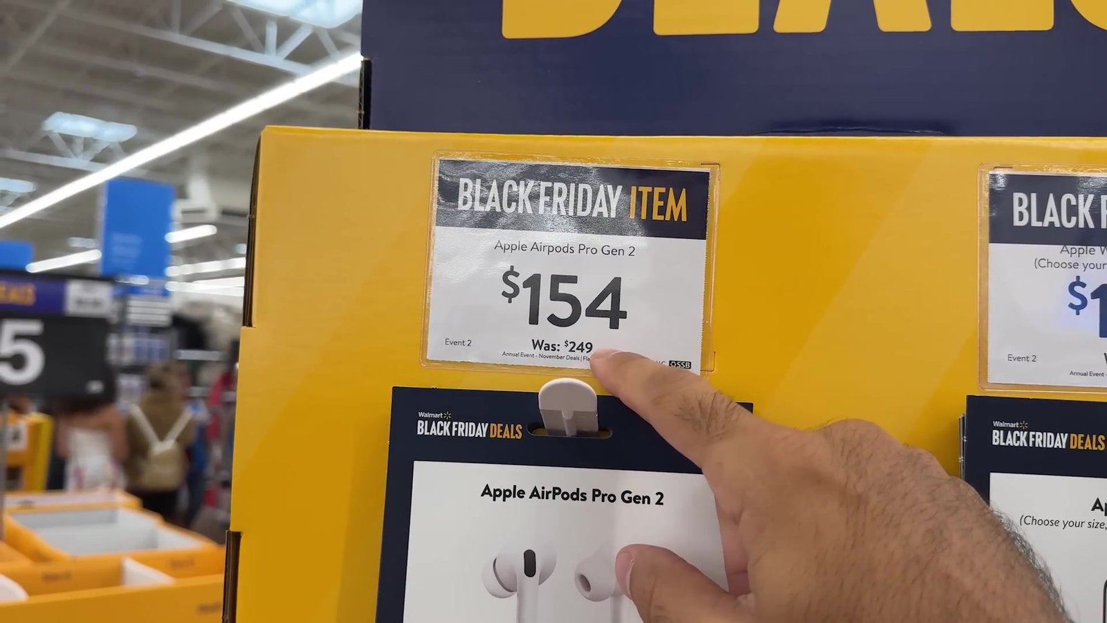 Etiqueta de Black Friday do Walmart com AirPods Pro por US$ 154