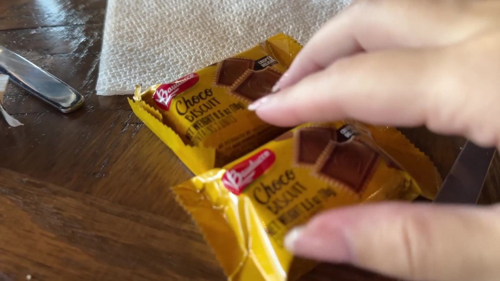 Pacotinhos de Choco Biscuit da Bauducco no buffet do Laçador Grill