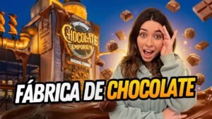 Gabi na frente da Toothsome Chocolate Emporium, a fábrica de chocolate do CityWalk