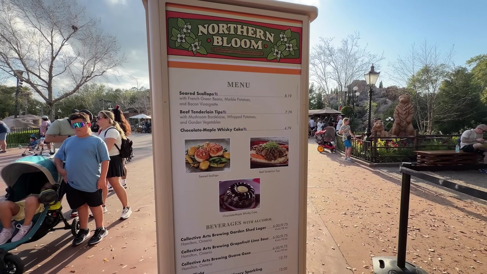 Cardápio do quiosque Northern Bloom, do Canadá, no Flower & Garden do Epcot