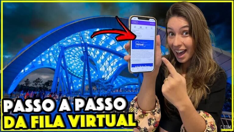 Tutorial da fila virtual da Disney no celular, com o TRON Lightcycle / Run ao fundo