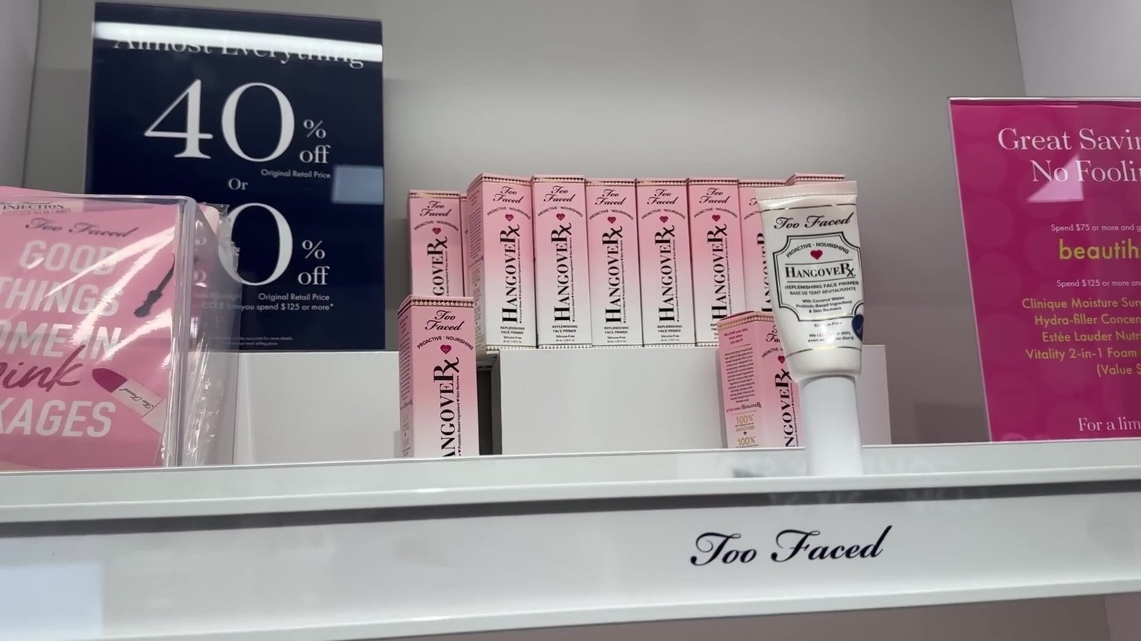 Primers Hangover da Too Faced com placa de 40% e 50% de desconto