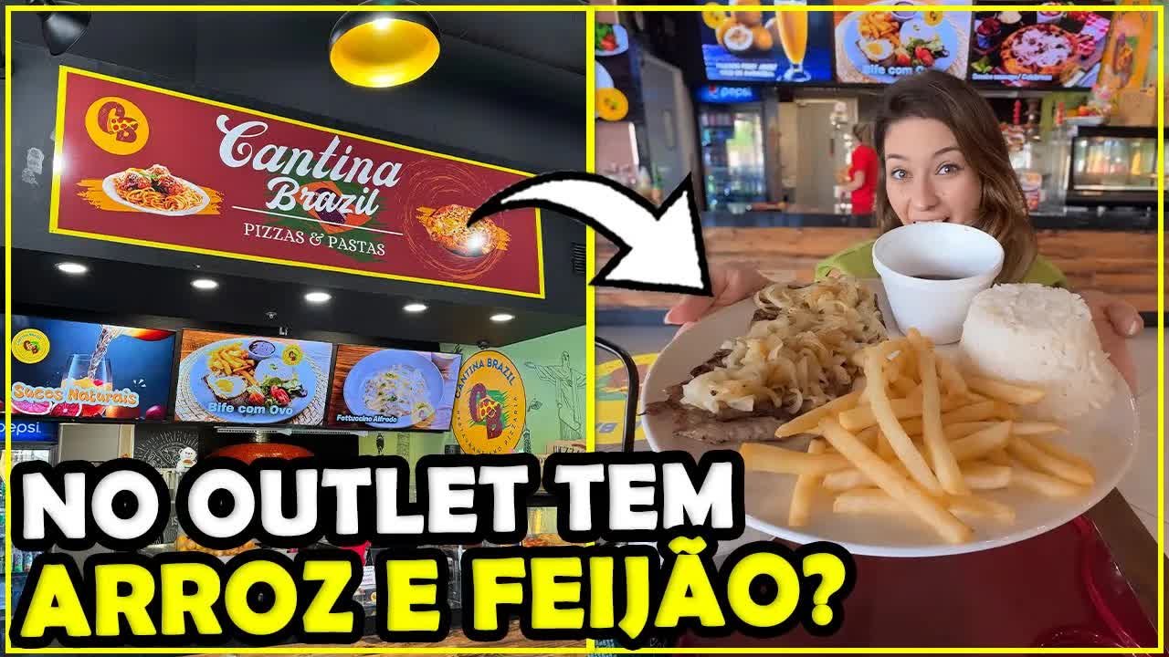 Cantina Brazil no outlet Lake Buena Vista Factory Stores em Orlando: prato de bife acebolado com arroz, feijão e batata frita