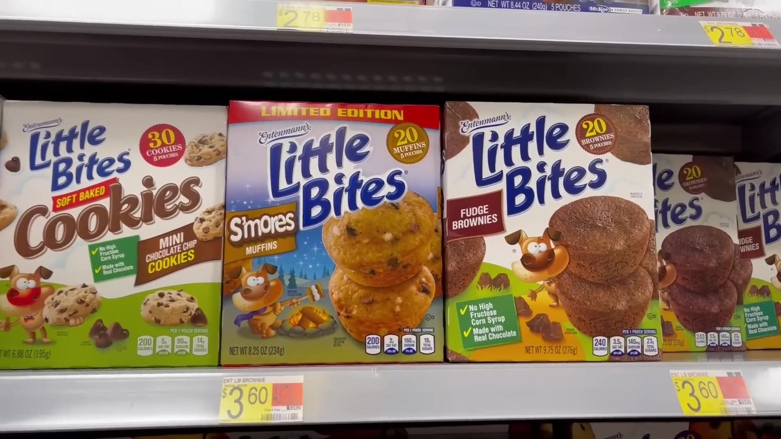 Caixas de mini cookies e brownies Little Bites no Walmart