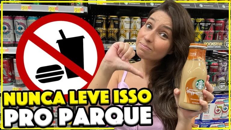 Gabi no Walmart segurando um frappuccino de vidro da Starbucks, item proibido nos parques