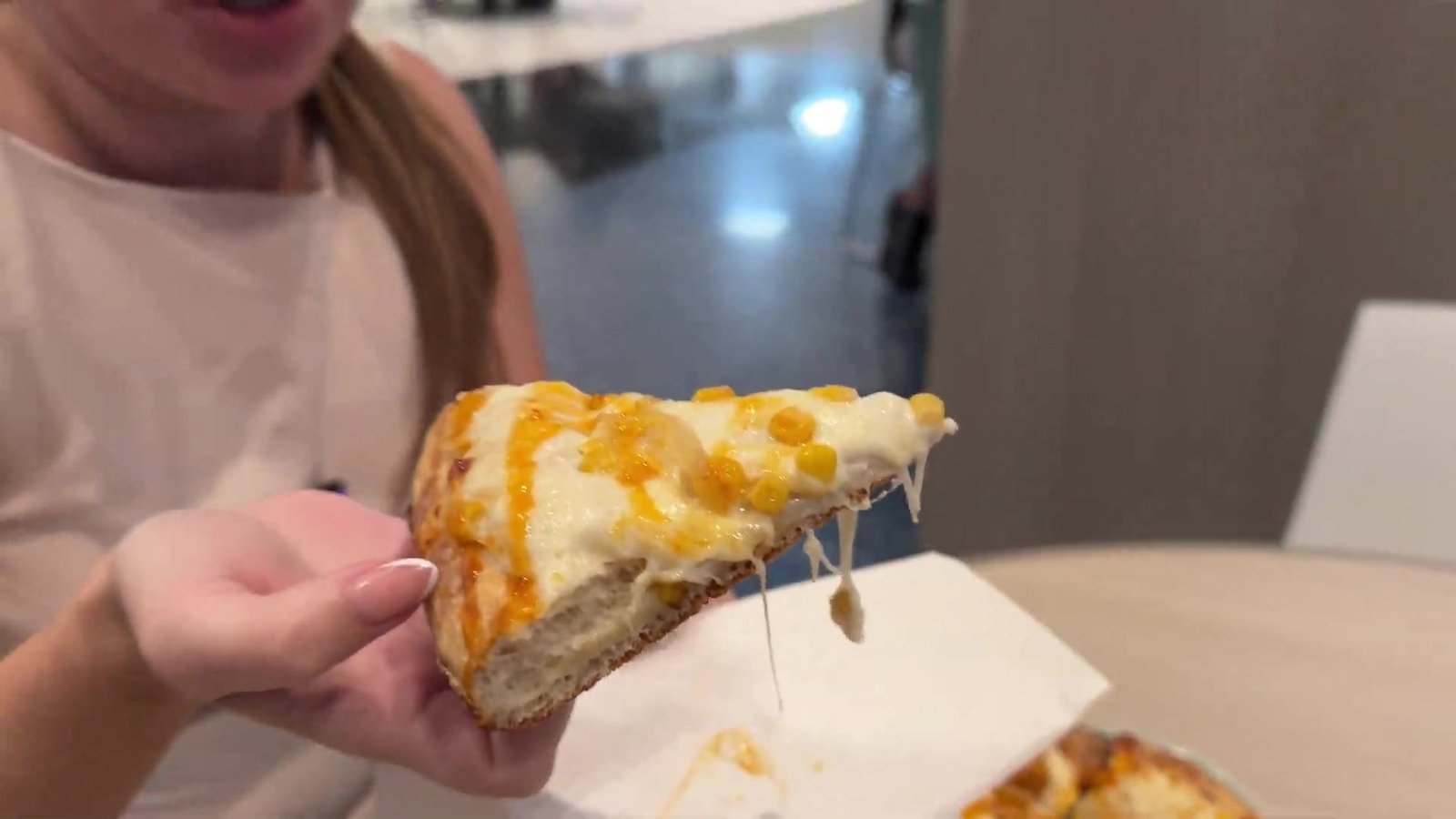 Fatia de pizza da praça de alimentação do Terra Luna