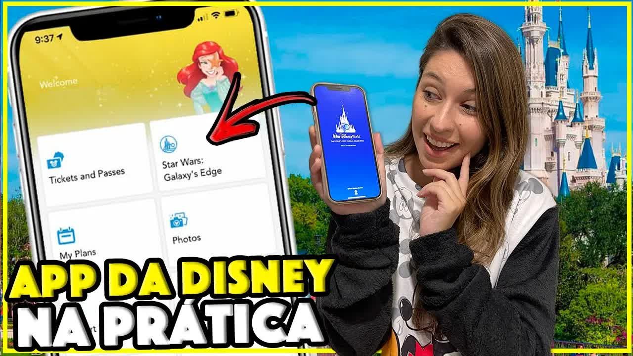 Aplicativo My Disney Experience aberto no celular nos parques da Disney
